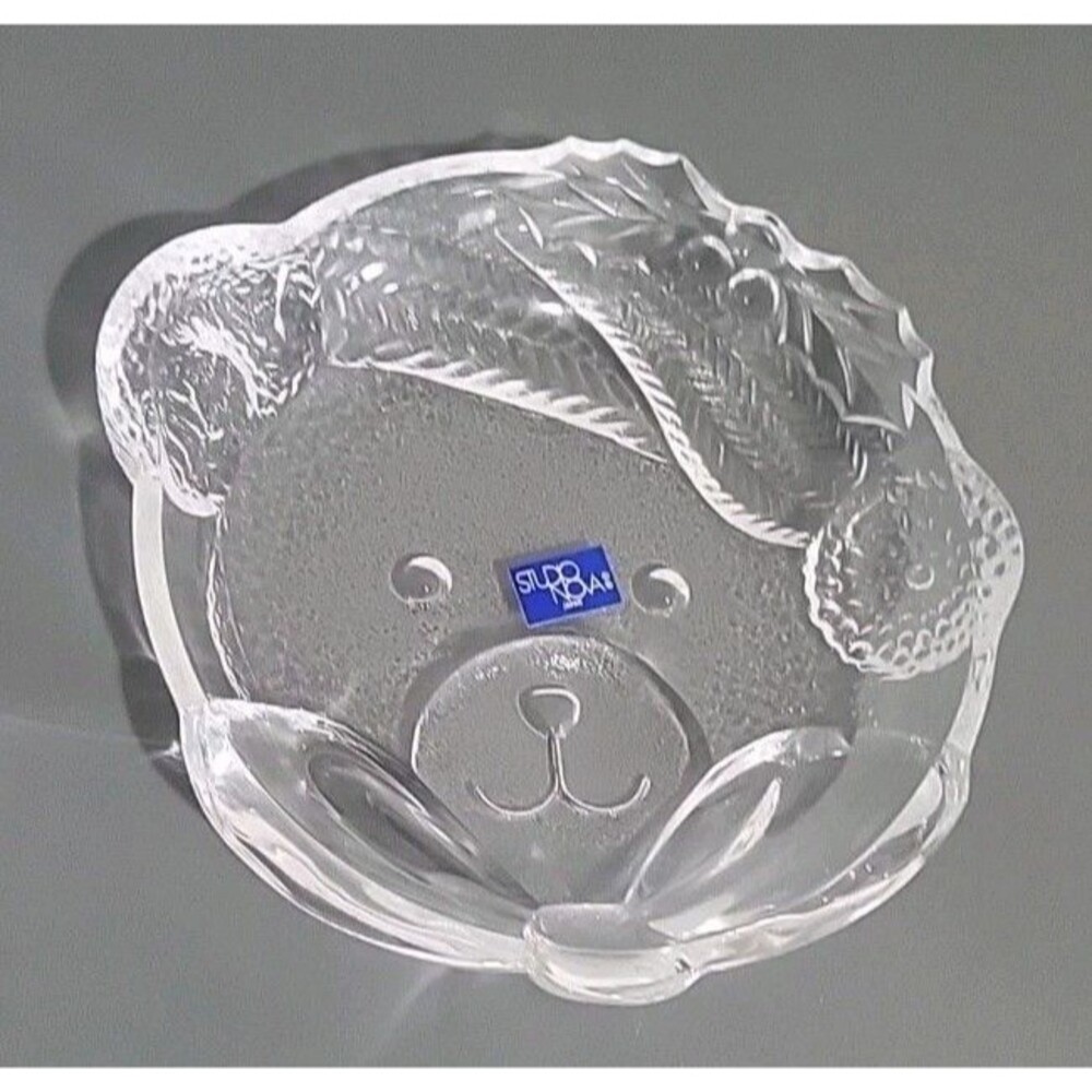 Vintage Mikasa Nova Candy Dish Crystal "Bear Necessities" Teddy Christmas 5.5"